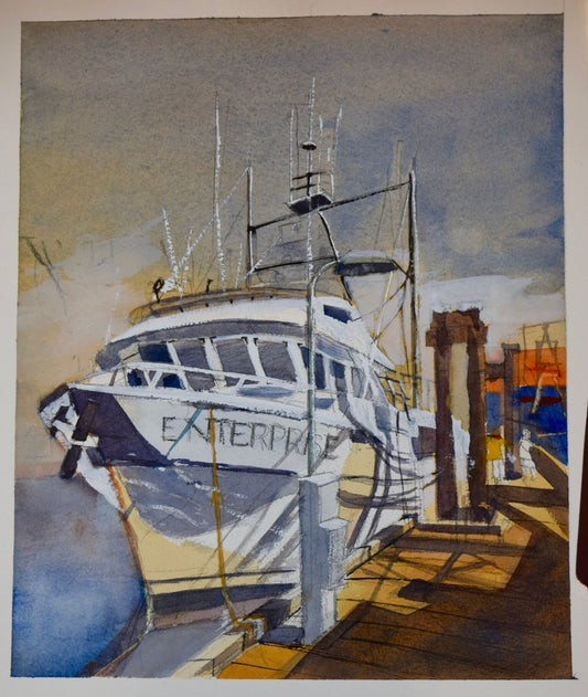 Midday on the Dock: Original ~ Framed 16.5" x 19"